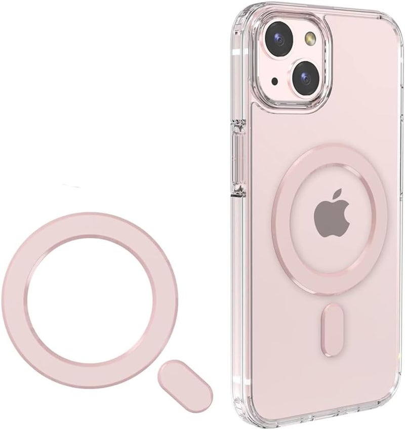 ملصق حلقات معدنية عالمية متوافق مع Magsafe لجهاز iPhone 15 Pro Max، 15 Pro، 15/14/13/12 سلسلة، Samsung Galaxy، Google Pixel سلسلة (حلقة مغناطيسية وردية 1 قطعة)